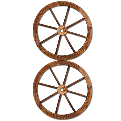 Gardeon Garden Decor Outdoor Ornament 2X Wooden Wagon Wheel - Main Image
