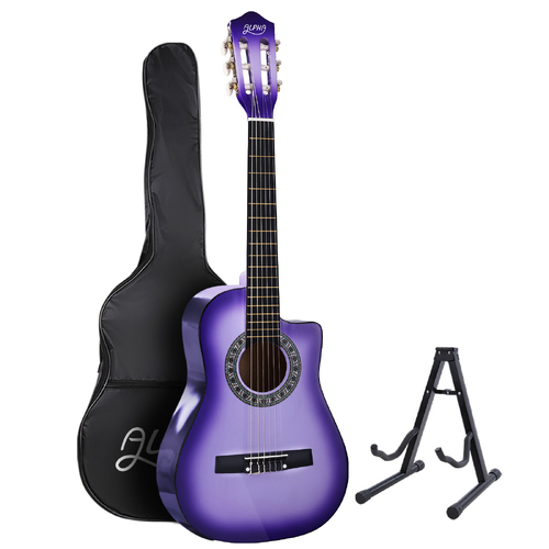 Alpha 34 Inch Classical Guitar Wooden Body Nylon String w/ Stand Beignner Purple - Main Image