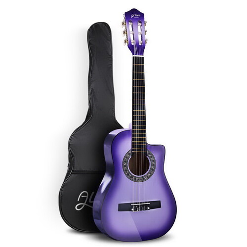 Alpha 34 Inch Classical Guitar Wooden Body Nylon String Beginner Kids Gift Purple - Main Image