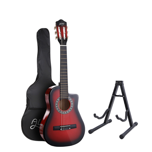 Alpha 34 Inch Classical Guitar Wooden Body Nylon String w/ Stand Beignner Red - Main Image