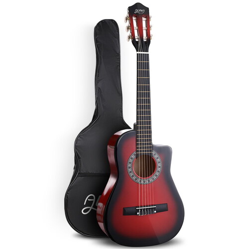 Alpha 34 Inch Classical Guitar Wooden Body Nylon String Beginner Kids Gift Red - Main Image