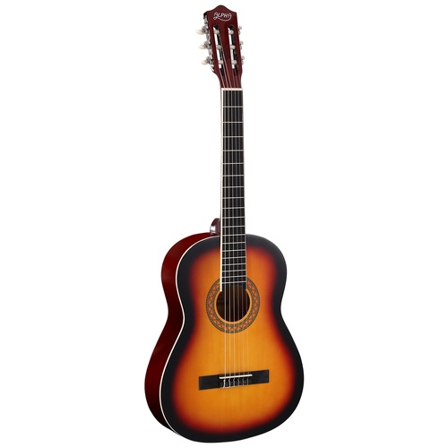 Alpha 39 Inch Classical Guitar Wooden Body Nylon String Beginner Gift Sunburst - Main Image