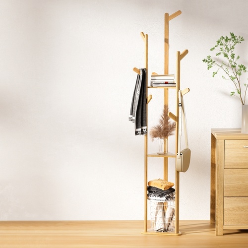 Artiss Clothes Rack Airer Coat Stand 9 Hooks Bamboo - Main Image