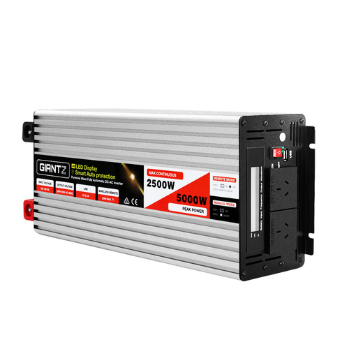 Giantz Power Inverter 12V to 240V 2500W/5000W Pure Sine Wave Camping Car Boat - Main Image