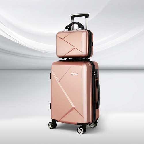 Wanderlite 2Set 20 Inch Luggage Case with 12 Inch Handheld Luggage Box Hard Shell Travel Suitcase TSA Lock  Rose Gold - Main Image