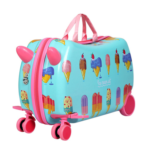Wanderlite 17" Kids Ride On Luggage Children Suitcase Trolley Travel Ice Cream - Main Image