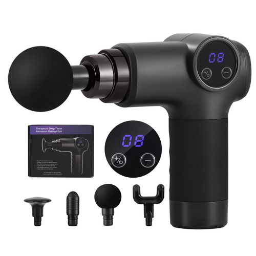 Everfit Massage Gun 8 Speed 4 Heads Vibration Muscle Massager Chargeable Black - Main Image