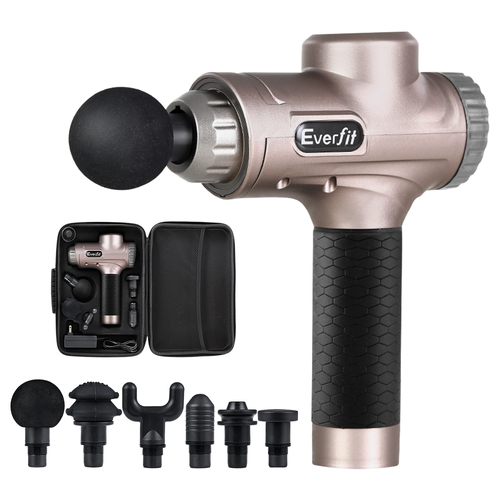Everfit Massage Gun 30 Speed 6 Heads Vibration Muscle Massager Chargeable Gold - Main Image