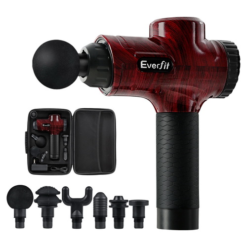 Everfit Massage Gun 30 Speed 6 Heads Vibration Muscle Massager Chargeable Red - Main Image