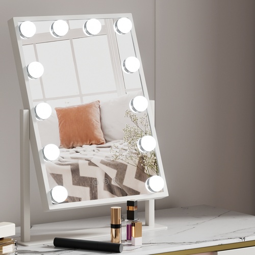 Embellir Makeup Mirror 30x41cm Hollywood Vanity with LED Light Rotation Tabletop - Main Image
