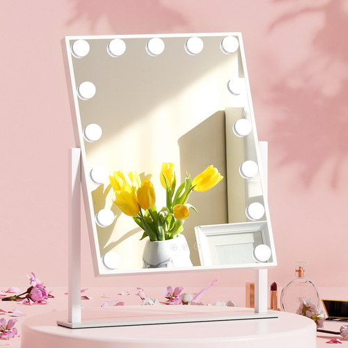 Embellir Makeup Mirror 40x50cm Hollywood Vanity with LED Light Rotation Tabletop - Main Image