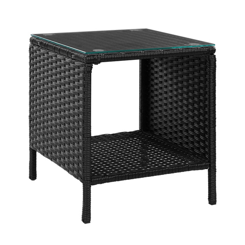 Gardeon Coffee Side Table Wicker Desk Rattan Outdoor Furniture Garden Black - Main Image