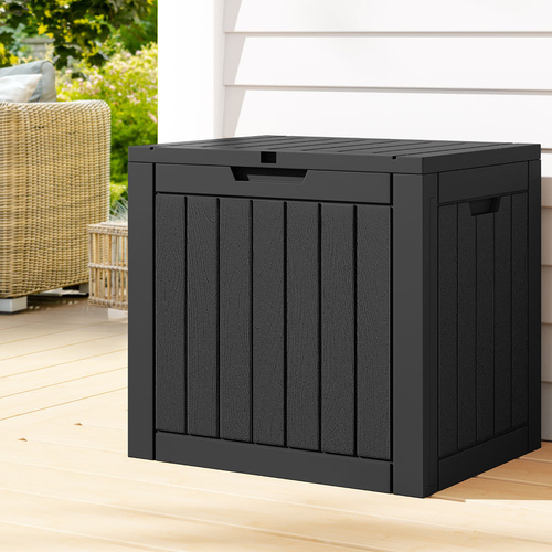 Gardeon Outdoor Storage Box 118L Container Lockable Garden Toy Tool Shed Black - Main Image