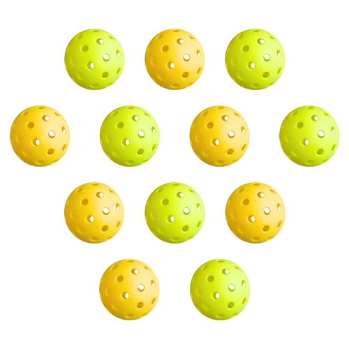 Everfit 12PC Pickleballs Set 40-Hole Design Indoor Outdoor Durable PE Balls Green/Yellow - Main Image