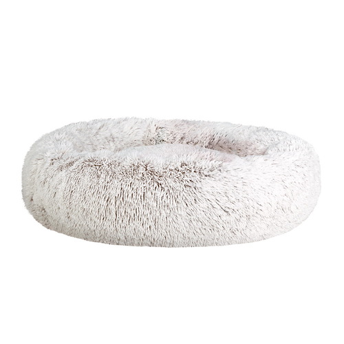 i.Pet Pet Bed Dog Cat 90cm Large Calming Soft Plush White Brown - Main Image