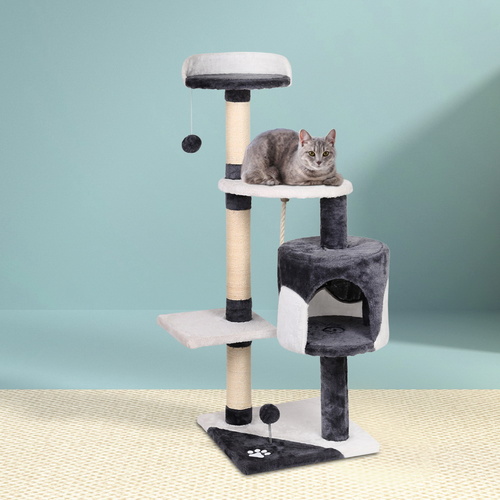 i.Pet Cat Tree 112cm Tower Scratching Post Scratcher Wood Condo House Furniture - Main Image