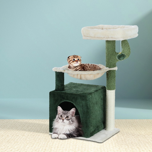 i.Pet Cat Tree 78cm Scratching Post Tower Scratcher Wood Condo House Bed Toys Green - Main Image