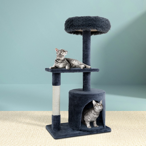 i.Pet Cat Tree 94cm Scratching Post Tower Scratcher Condo House Wood Trees Grey - Main Image