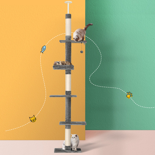i.Pet Cat Tree 290cm Tower Scratching Post Scratcher Floor to Ceiling Cats Bed - Main Image