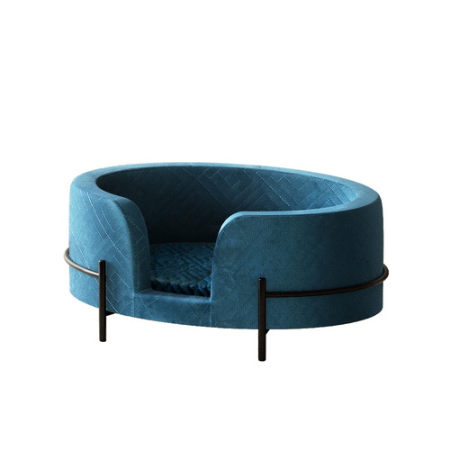 i.Pet Pet Bed Dog Sofa Lounge Cat Calming Couch Raised Blue - Main Image