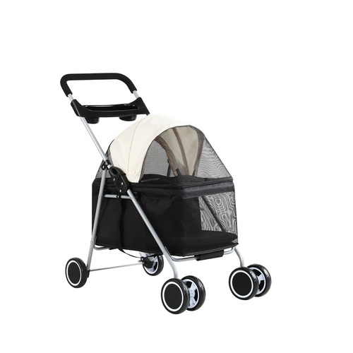i.Pet Pet Stroller Pram Dog Cat Carrier Cage Large Travel Pushchair Foldable 4 Wheels - Main Image