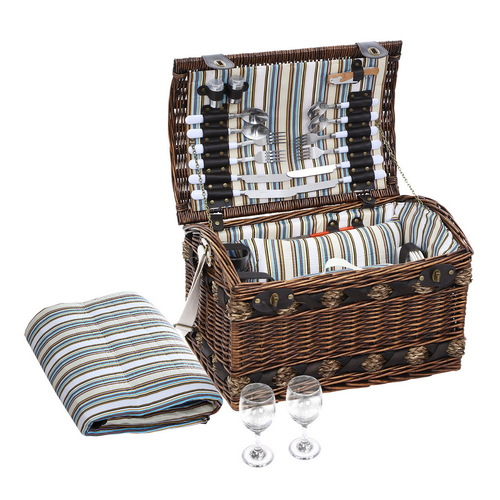 Alfresco 4 Person Picnic Basket Set Insulated Storage Blanket - Main Image