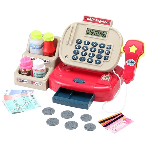 Keezi Kids Cash Register Calculator Pretend Play Shops Money Checkout Toys Set - Main Image
