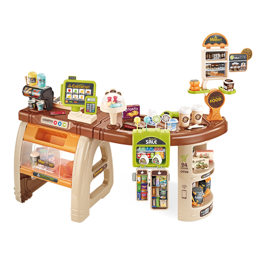Keezi Kids Pretend Role Play Grocery Supermarket 52 Piece Playset Cash Register - Main Image