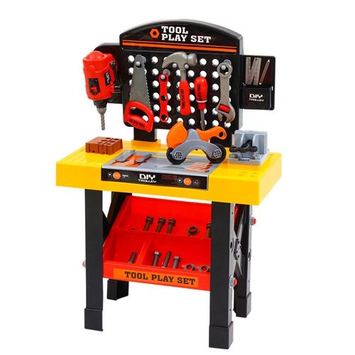 Keezi Kids Pretend Workbench DIY Tools 54 Piece Children Role Play Toys Black - Main Image