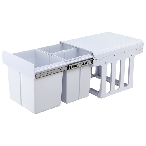 Cefito Pull Out Bin Kitchen Triple Slide Garbage Rubbish Bins Basket White 31L - Main Image