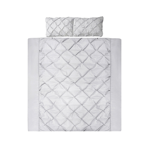 Giselle Bedding Quilt Cover Set Diamond Pinch Grey King - Main Image