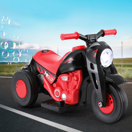Rigo Kids Ride On Car Motorcycle Motorbike with Bubble Maker Electric Toy 6V Red - Main Image
