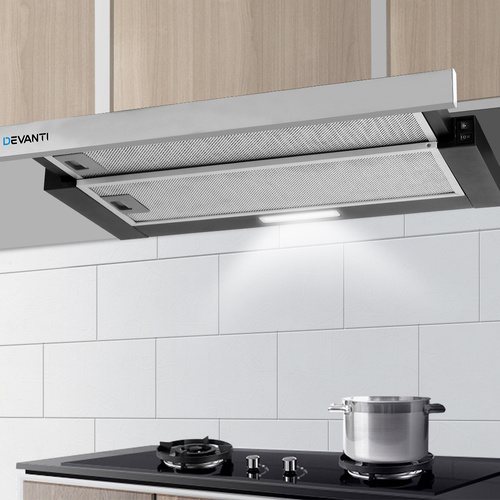 Devanti 600mm Range Hood 60cm Slide out Rangehood Stainless Steel - Main Image