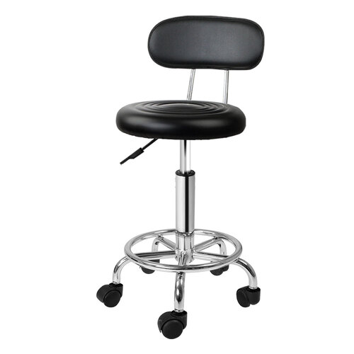 Artiss Salon Stool Swivel Chair Backrest Black - Main Image