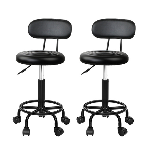 Artiss 2x Salon Stool Swivel Chair Backrest - Main Image