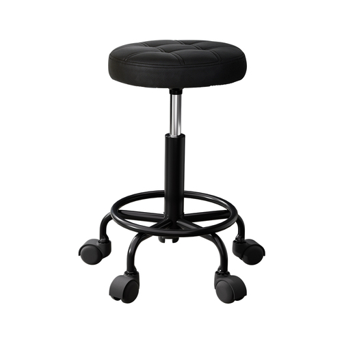 Artiss Salon Stool Round Swivel Chairs Black - Main Image