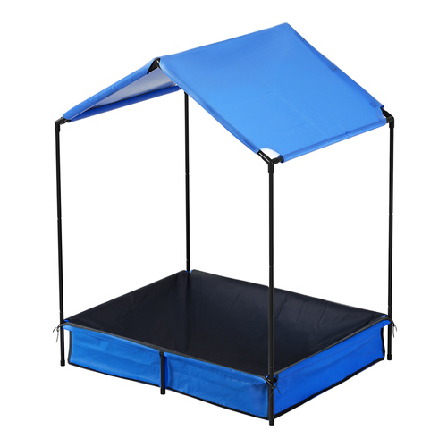 Keezi Kids Sandpit Metal Sandbox Sand Pit with Canopy Cover Outdoor Toys 120cm - Main Image