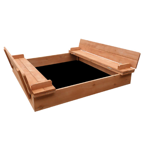 Keezi Kids Sandpit Wooden Sandbox Sand Pit Foldable Seat Outdoor Beach Toys 90cm - Main Image