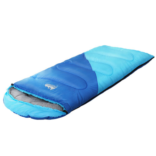 Weisshorn Sleeping Bag Kids Single 172cm Thermal Camping Hiking Blue - Main Image