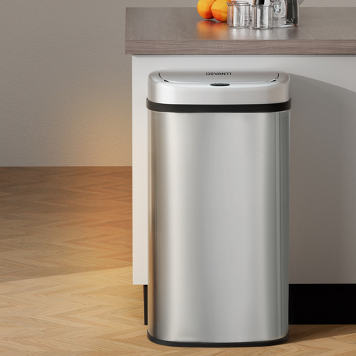 Devanti 60L Sensor Bin Motion Rubbish Automatic Silver - Main Image