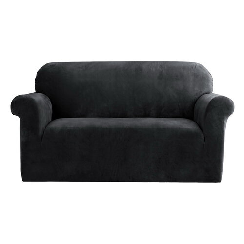 Artiss Sofa Cover Couch Covers 2 Seater Velvet Black - Main Image