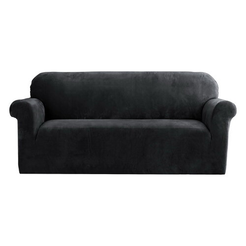 Artiss Sofa Cover Couch Covers 3 Seater Velvet Black - Main Image