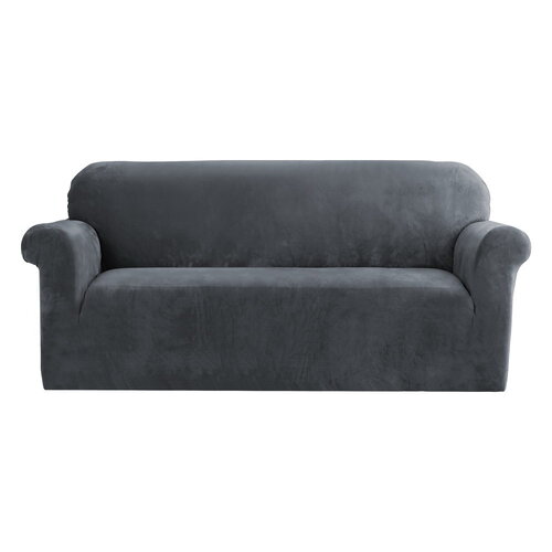 Artiss Sofa Cover Couch Covers 3 Seater Velvet Grey - Main Image