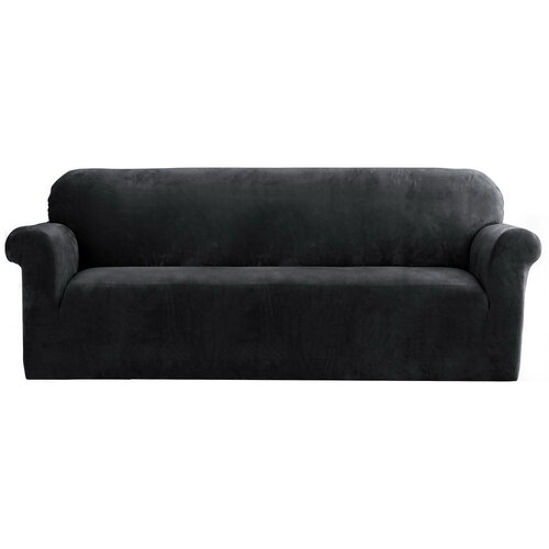Artiss Sofa Cover Couch Covers 4 Seater Velvet Black - Main Image