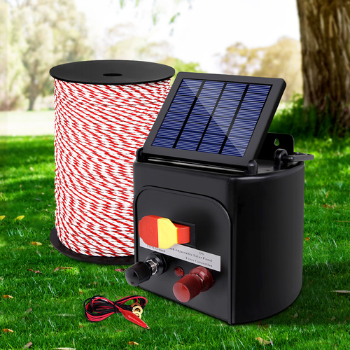 Giantz Fence Energiser 5KM Solar Powered Electric 500M Poly Rope - Main Image