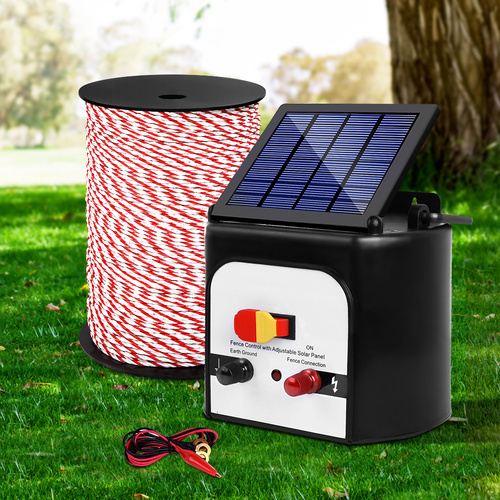 Giantz Fence Energiser 8KM Solar Powered Electric 500M Poly Rope - Main Image