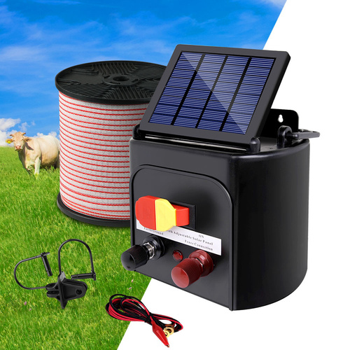 Giantz Fence Energiser 5KM Solar Powered Electric 400M Poly Tape Insulator - Main Image