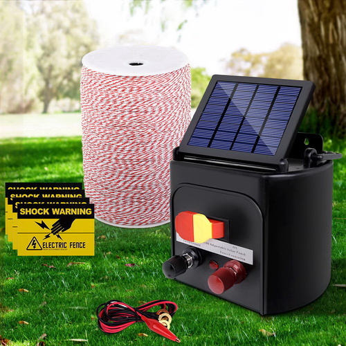 Giantz Fence Energiser 5KM Solar Powered Electric 2KM Poly Wire - Main Image