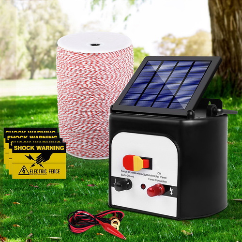 Giantz Fence Energiser 8KM Solar Powered Electric 2KM Poly Wire - Main Image