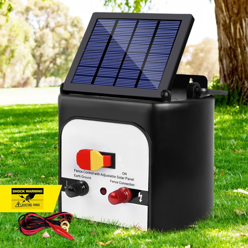 Giantz Fence Energiser 8KM Solar Powered 0.3J Electric Fencing Charger - Main Image